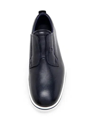 Ferragamo Men's Alfievit Leather Slip On Sneakers - Navy | Thumbnail 4