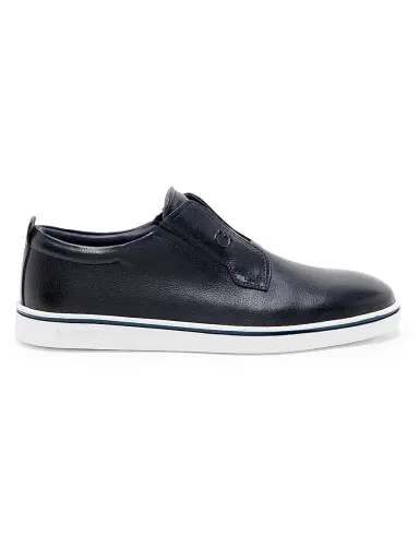 Ferragamo Men's Alfievit Leather Slip On Sneakers - Navy | Thumbnail 1