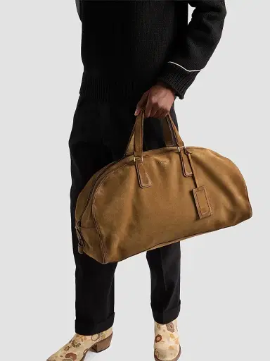 Prada Men's Suede Duffle Bag | Thumbnail 3 Prada Men's Suede Duffle Bag | Thumbnail 3