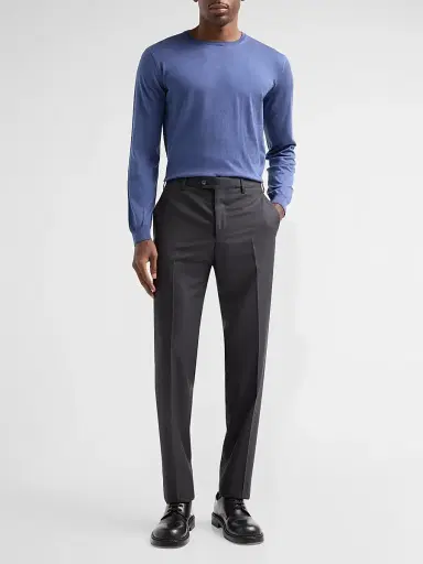 Giorgio Armani Men's Silk-Cotton Crewneck Sweater - Avio - Size 48 | Thumbnail 2