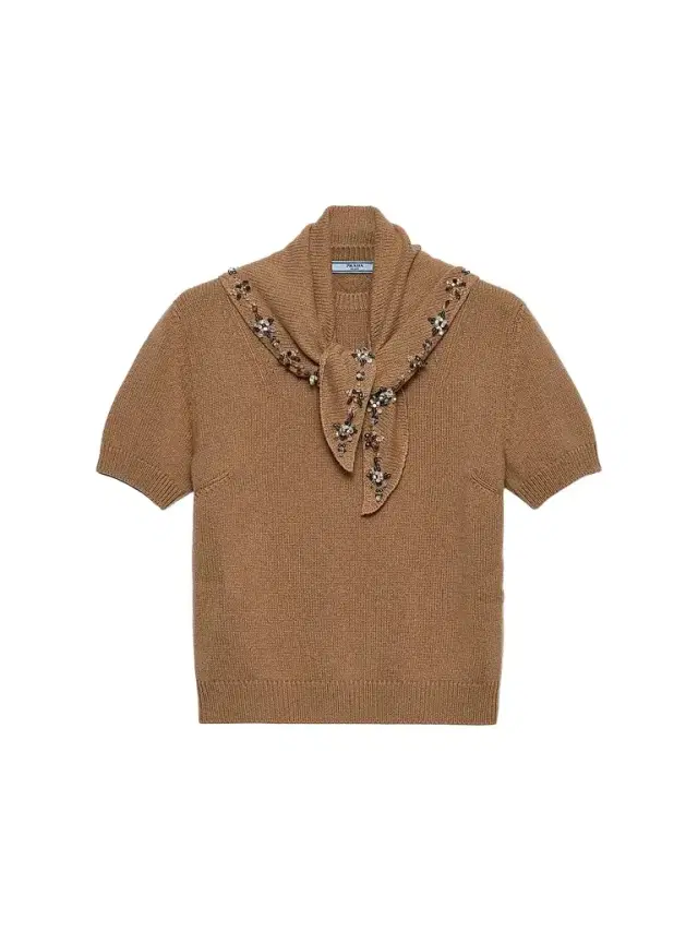Prada Women's Short-Sleeved Cashmere Sweater - Brown