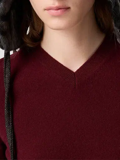 Miu Miu Women's V-Neck Wool Cardigan - Dark Red | Thumbnail 7