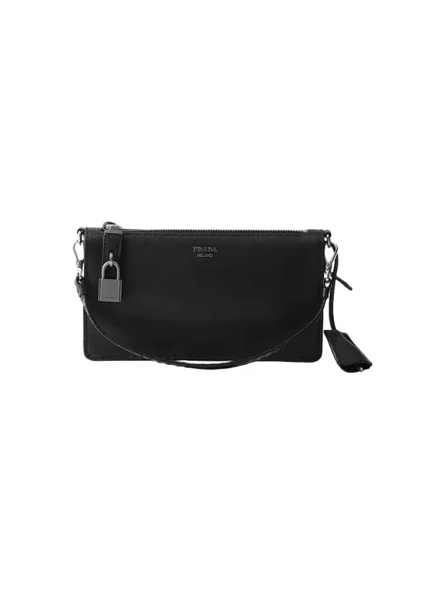 Prada Men's Antiqued Leather Pouch - Black