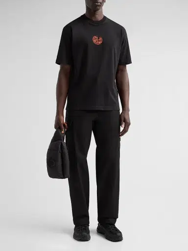 Stone Island Men's Logo Cotton Crewneck T-Shirt - Black | Thumbnail 2