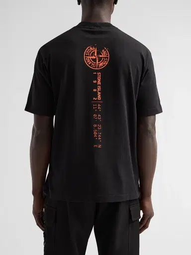 Stone Island Men's Logo Cotton Crewneck T-Shirt - Black | Thumbnail 3