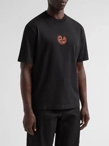 Stone Island Men's Logo Cotton Crewneck T-Shirt - Black | Thumbnail 4