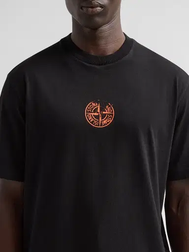 Stone Island Men's Logo Cotton Crewneck T-Shirt - Black | Thumbnail 5
