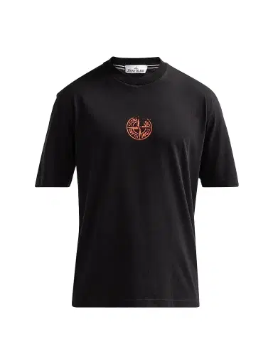 Stone Island Men's Logo Cotton Crewneck T-Shirt - Black | Thumbnail 1