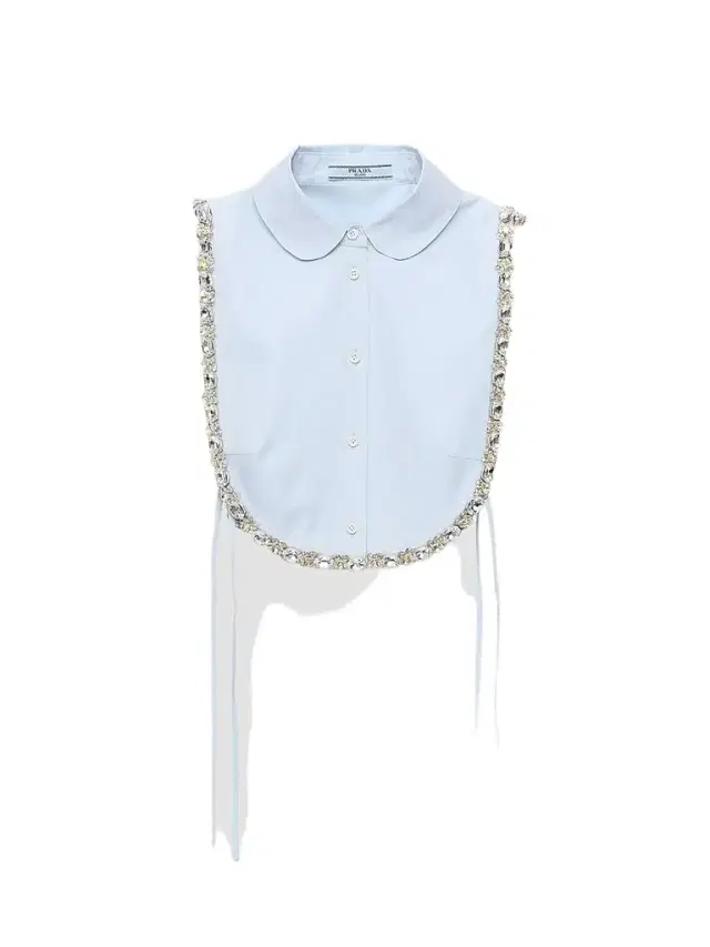 Prada Women's Embroidered Poplin Tie Vest - Blue