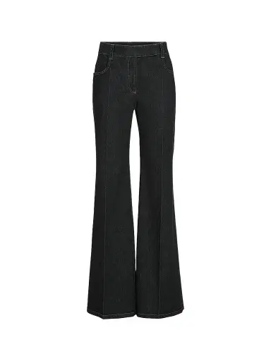 Brunello Cucinelli Women's Comfort No-Fade Denim Flared Trousers with Monili | Thumbnail 1 Brunello Cucinelli Women's Comfort No-Fade Denim Flared Trousers with Monili | Thumbnail 1