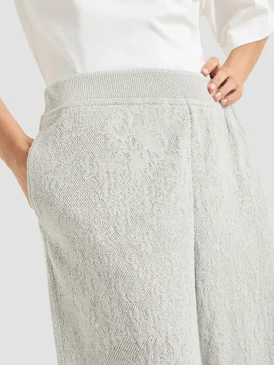 Brunello Cucinelli Women's Lace Flowers Jersey Track Trousers - Light Grey - Size Large | Thumbnail 5 Brunello Cucinelli Women's Lace Flowers Jersey Track Trousers - Light Grey - Size Large | Thumbnail 5