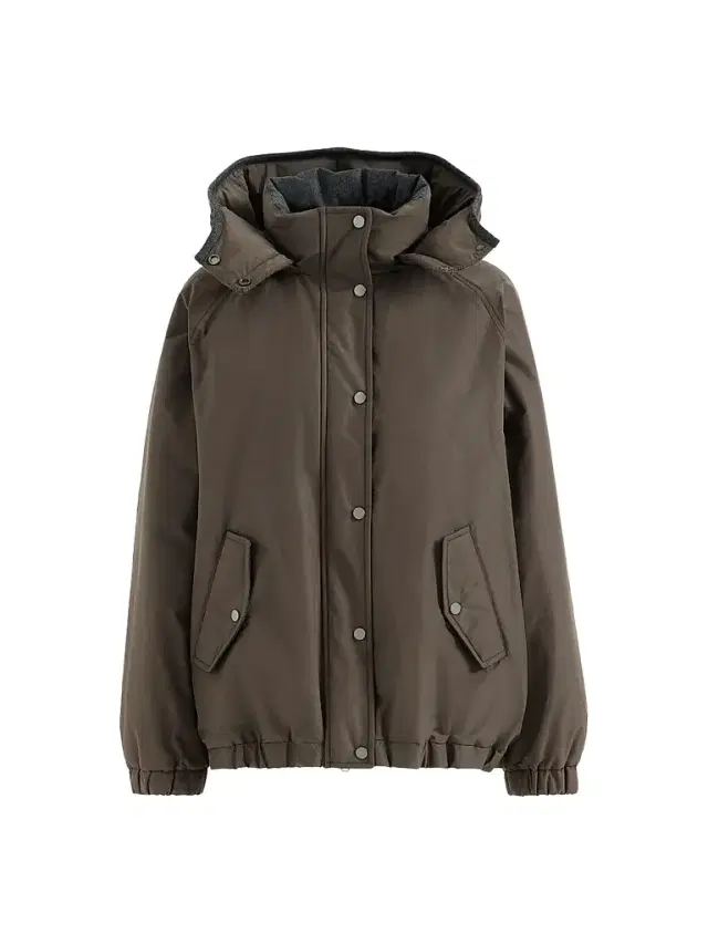 Brunello Cucinelli Women's Techno Cotton Taffeta Detachable Hood Outerwear Jacket - Brown