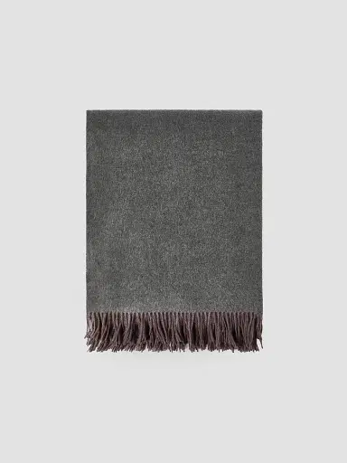 Brunello Cucinelli Two-Tone Cashmere Double Cloth Lightweight Throw - Grey Red | Thumbnail 2