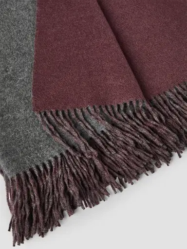 Brunello Cucinelli Two-Tone Cashmere Double Cloth Lightweight Throw - Grey Red | Thumbnail 3