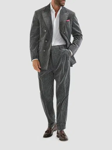 Brunello Cucinelli Men's Cotton Piqué Shirt with Spread Collar | Thumbnail 2 Brunello Cucinelli Men's Cotton Piqué Shirt with Spread Collar | Thumbnail 2