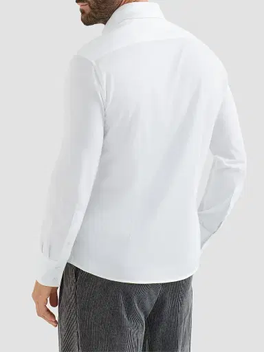 Brunello Cucinelli Men's Cotton Piqué Shirt with Spread Collar | Thumbnail 4 Brunello Cucinelli Men's Cotton Piqué Shirt with Spread Collar | Thumbnail 4