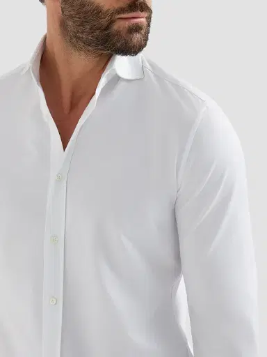 Brunello Cucinelli Men's Cotton Piqué Shirt with Spread Collar | Thumbnail 6 Brunello Cucinelli Men's Cotton Piqué Shirt with Spread Collar | Thumbnail 6