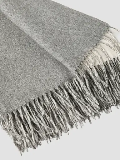 Brunello Cucinelli Two-Tone Silk Double Cloth Throw with Fringe | Thumbnail 3 Brunello Cucinelli Two-Tone Silk Double Cloth Throw with Fringe | Thumbnail 3