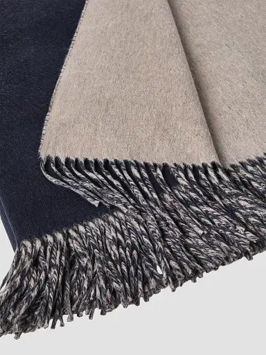 Brunello Cucinelli Two-Tone Silk Double Cloth Throw with Fringe | Thumbnail 3 Brunello Cucinelli Two-Tone Silk Double Cloth Throw with Fringe | Thumbnail 3
