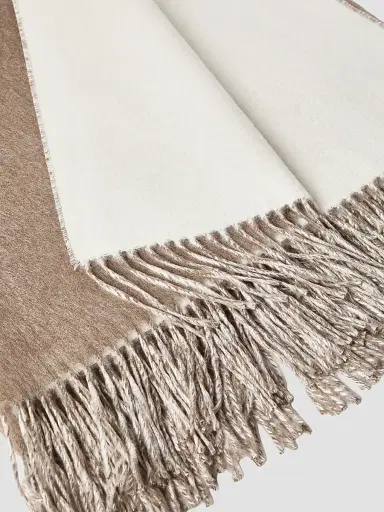 Brunello Cucinelli Two-Tone Silk Double Cloth Throw with Fringe | Thumbnail 3 Brunello Cucinelli Two-Tone Silk Double Cloth Throw with Fringe | Thumbnail 3