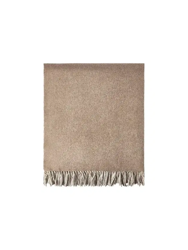Brunello Cucinelli Two-Tone Silk Double Cloth Throw with Fringe