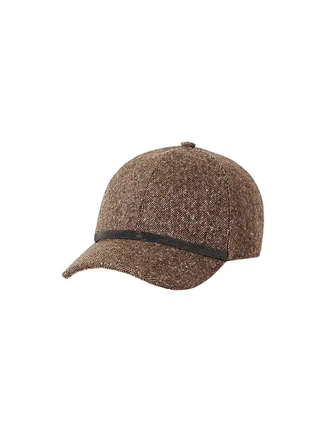 Brunello Cucinelli Women's Virgin Wool Donegal Baseball Cap with Shiny Band - Light Brown