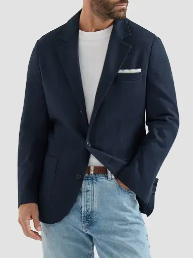 Brunello Cucinelli Men's Cashmere Jersey Blazer with Patch Pockets - Cobalt | Thumbnail 3