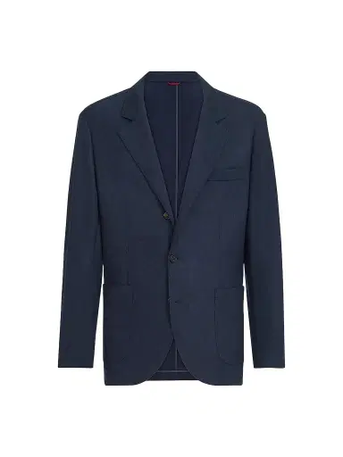 Brunello Cucinelli Men's Cashmere Jersey Blazer with Patch Pockets - Cobalt | Thumbnail 1