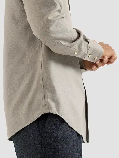 Brunello Cucinelli Men's Stretch Cotton Chevron Flannel Shirt with Spread Collar - Stone | Thumbnail 6