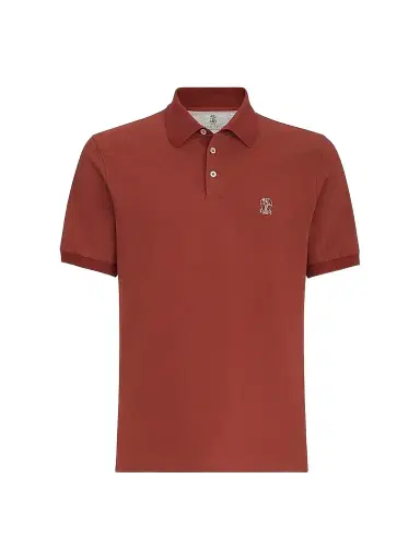 Brunello Cucinelli Men's Cotton Piqué Polo Shirt with Logo | Thumbnail 1 Brunello Cucinelli Men's Cotton Piqué Polo Shirt with Logo | Thumbnail 1