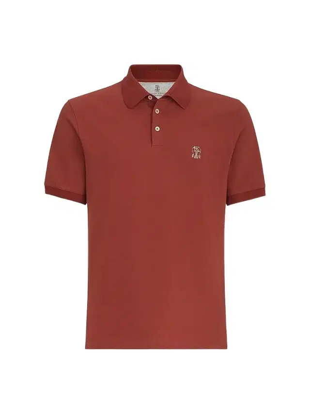 Brunello Cucinelli Men's Cotton Piqué Polo Shirt with Logo