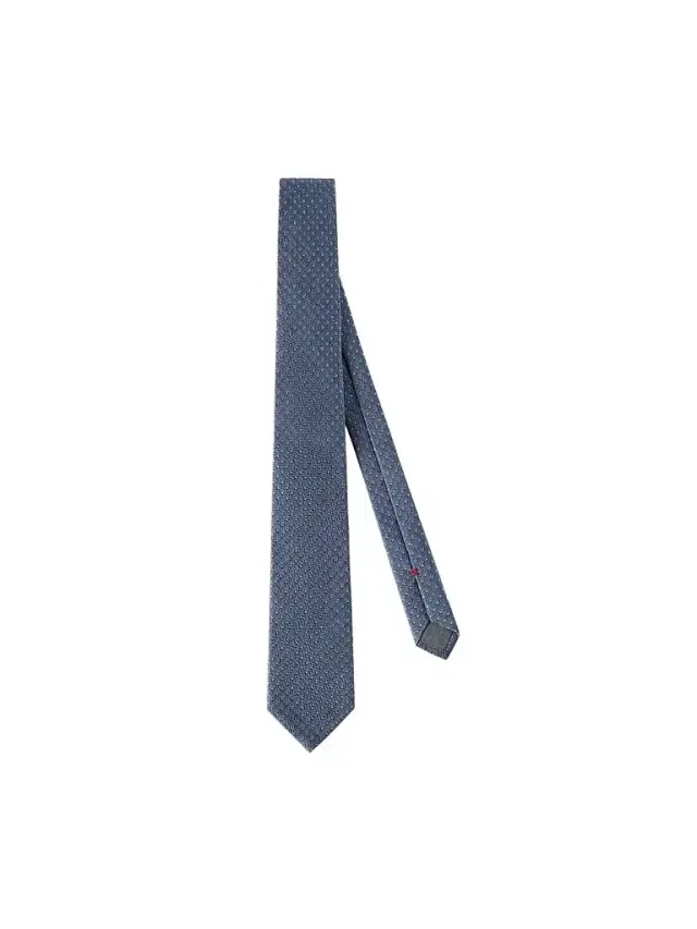 Brunello Cucinelli Men's Silk Tie with Geometric Pattern - Denim