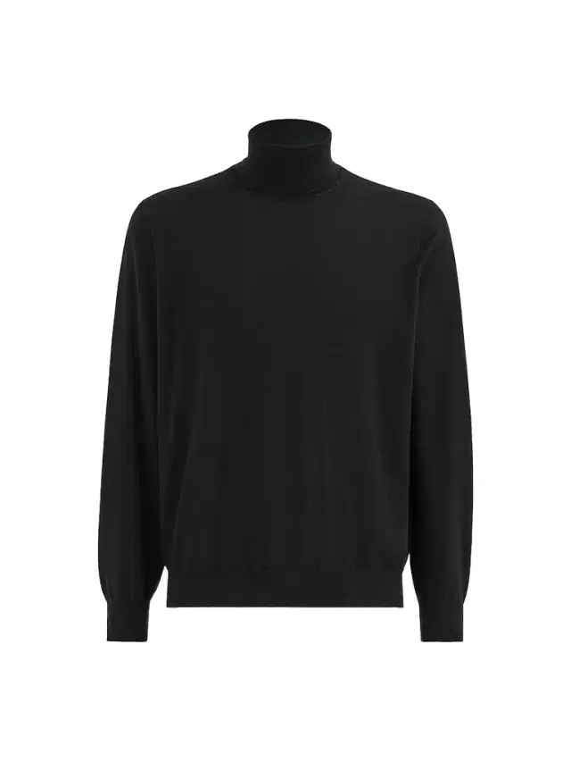 Brunello Cucinelli Men's Cashmere and Silk Lightweight Turtleneck Sweater - Black - Size 48