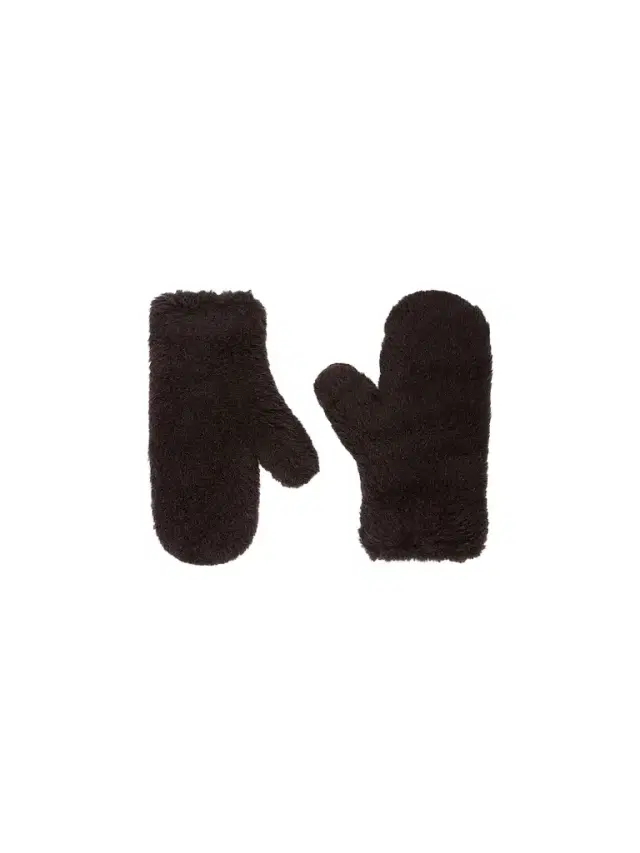 Max Mara Women's Mittens in Alpaca and Wool Teddy Fabric - Brown