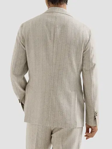 Brunello Cucinelli Men's Striped Cashmere and Silk Diagonal Flannel Deconstructed Cavallo Blazer | Thumbnail 3 Brunello Cucinelli Men's Striped Cashmere and Silk Diagonal Flannel Deconstructed Cavallo Blazer | Thumbnail 3