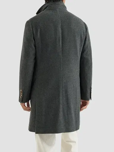 Brunello Cucinelli Men's Lightweight Water-Resistant Cashmere Coat with Double Vents | Thumbnail 4 Brunello Cucinelli Men's Lightweight Water-Resistant Cashmere Coat with Double Vents | Thumbnail 4
