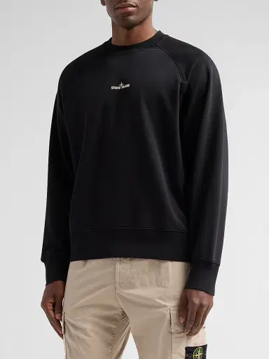 Stone Island Men's Felpa Cotton Crewneck Sweatshirt - Black | Thumbnail 4