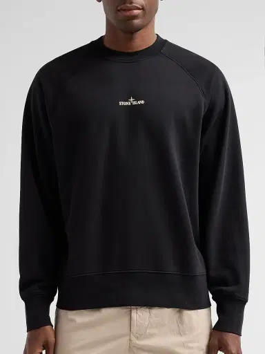 Stone Island Men's Felpa Cotton Crewneck Sweatshirt - Black | Thumbnail 5