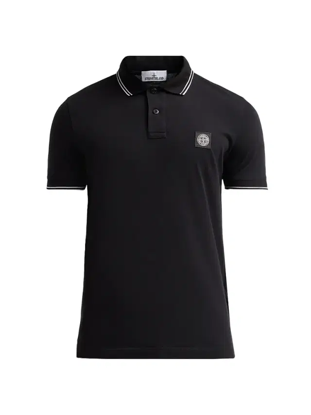 Stone Island Men's Stretch Cotton Pique Polo Shirt - Black