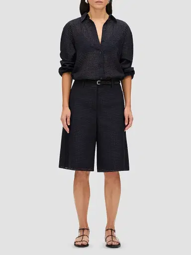Another Tomorrow Women's Gingham Bermuda Pants - Black - Size 12 | Thumbnail 2