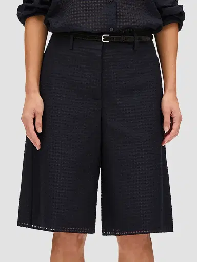 Another Tomorrow Women's Gingham Bermuda Pants - Black - Size 12 | Thumbnail 3