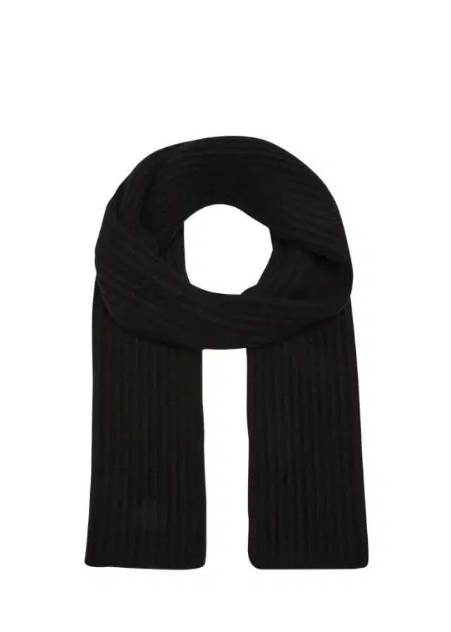 Bergdorf Goodman Ribbed Cashmere Scarf, Black