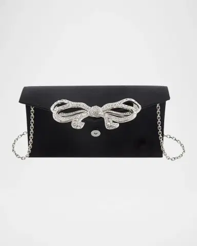 Judith Leiber Couture Crystal Bow Satin Envelope Clutch Bag | Thumbnail 2