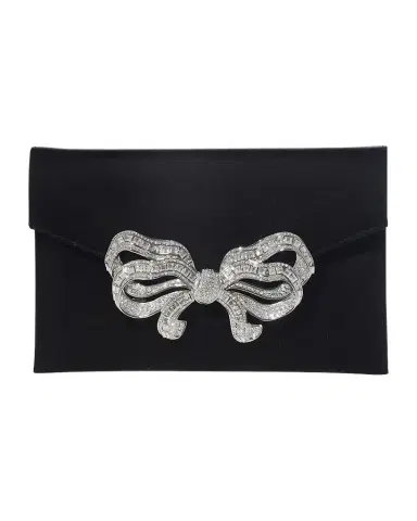 Judith Leiber Couture Crystal Bow Satin Envelope Clutch Bag | Thumbnail 1