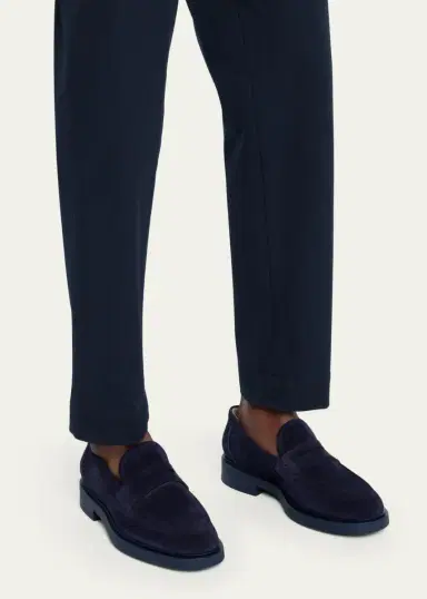 Gianvito Rossi Men's Harris Suede Penny Loafers | Thumbnail 2
