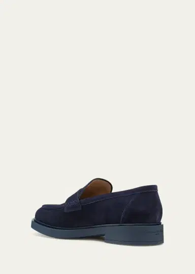 Gianvito Rossi Men's Harris Suede Penny Loafers | Thumbnail 4