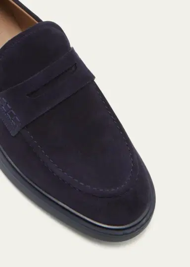 Gianvito Rossi Men's Harris Suede Penny Loafers | Thumbnail 5