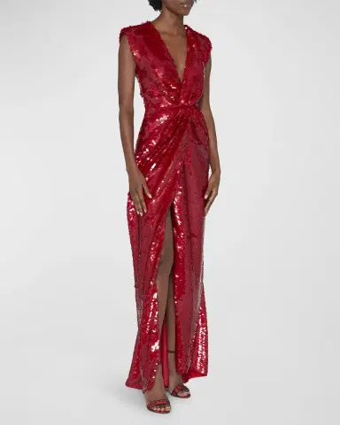 Dolce & Gabbana Twisted Plunging Sequin Gown | Thumbnail 3