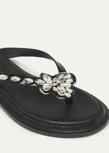Simone Rocha Flower Embellished Thong Flat Sandals | Thumbnail 5 Simone Rocha Flower Embellished Thong Flat Sandals | Thumbnail 5
