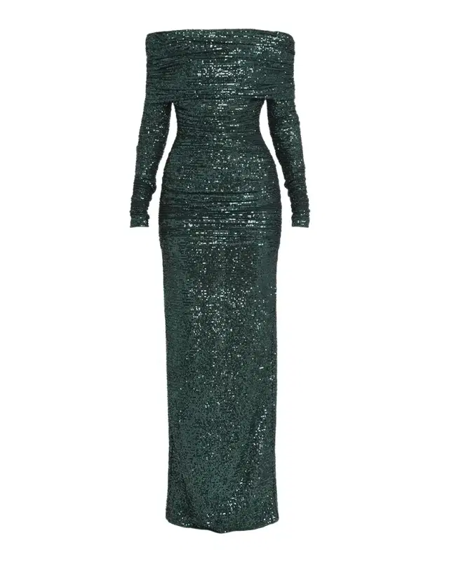 Dolce & Gabbana Sequin Off-Shoulder Column Gown